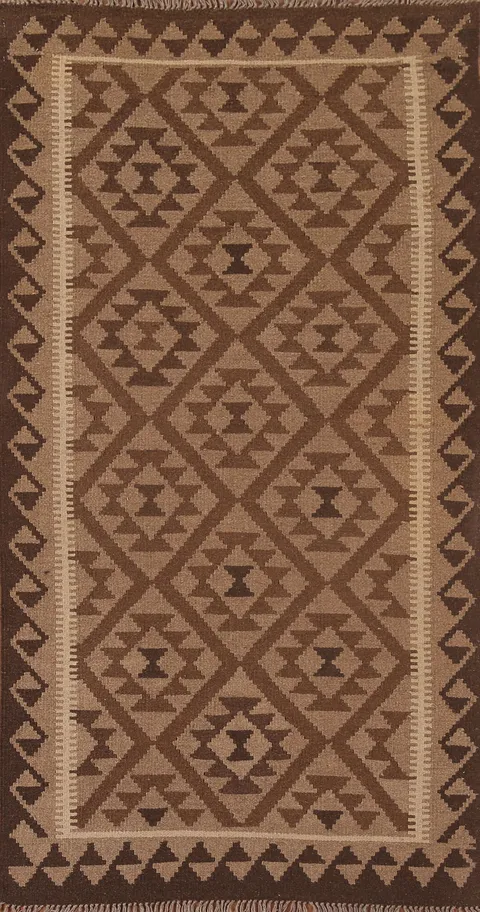 Reversible Wool Kilim Runner Rug 3x7