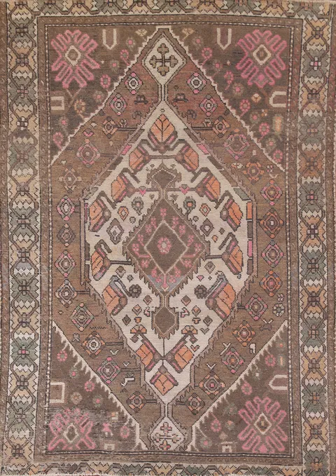 Antique Wool Bakhtiari Persian Area Rug 7x9