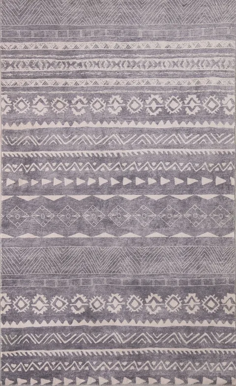 Printed Abstract Oriental Area Rug 3x5