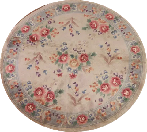 Vegetable Dye Art Deco Chinese Round Area Rug 6x6