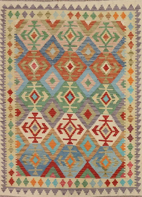 Colorful KIlim Geometric Area Rug 5x6