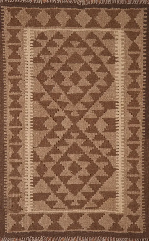 Geometric Kilim Oriental Wool Rug 3x4