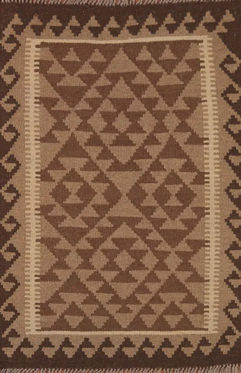 Geometric Kilim Reversible Wool Rug 3x4