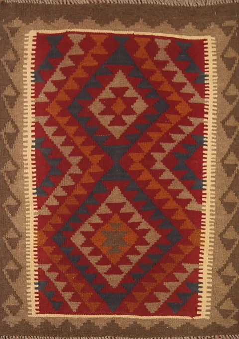 Reversible Wool Kilim Oriental Area Rug 3x4