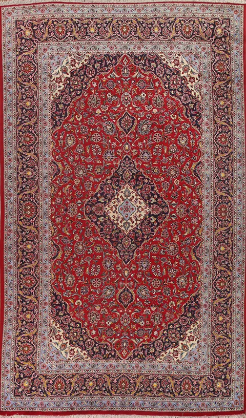 Red Traditional Kashan Persian Large Rug 10x16