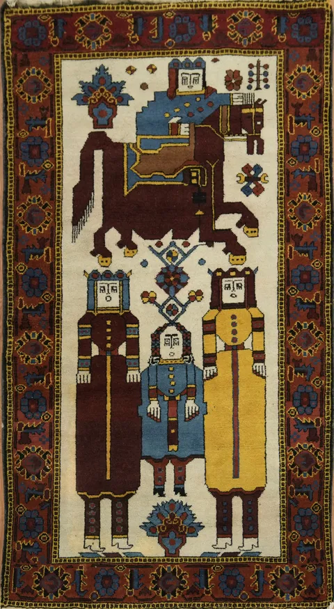 Unique Artisan Persian Rug Celebrating Heritage with Dynamic Historical Motifs 4x7