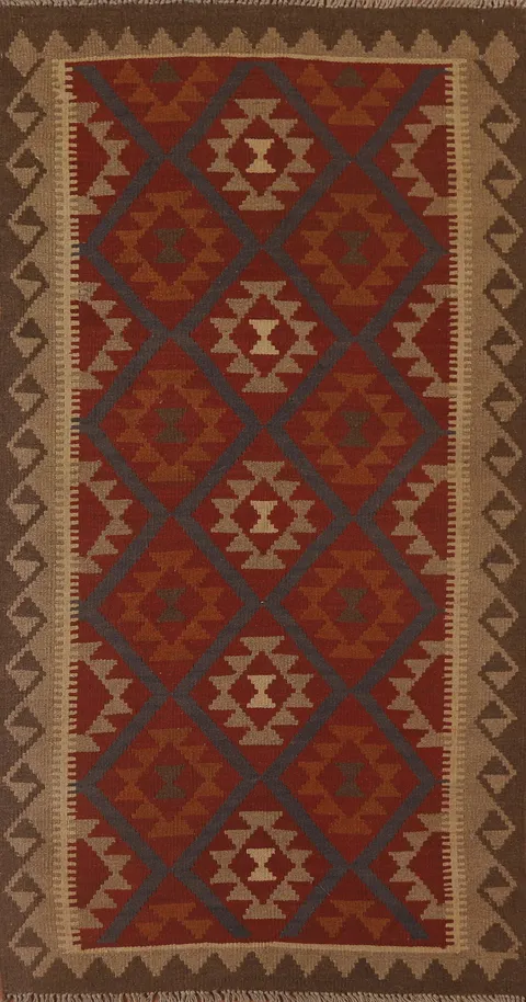 Reversible Wool Kilim Oriental Area Rug 4x7