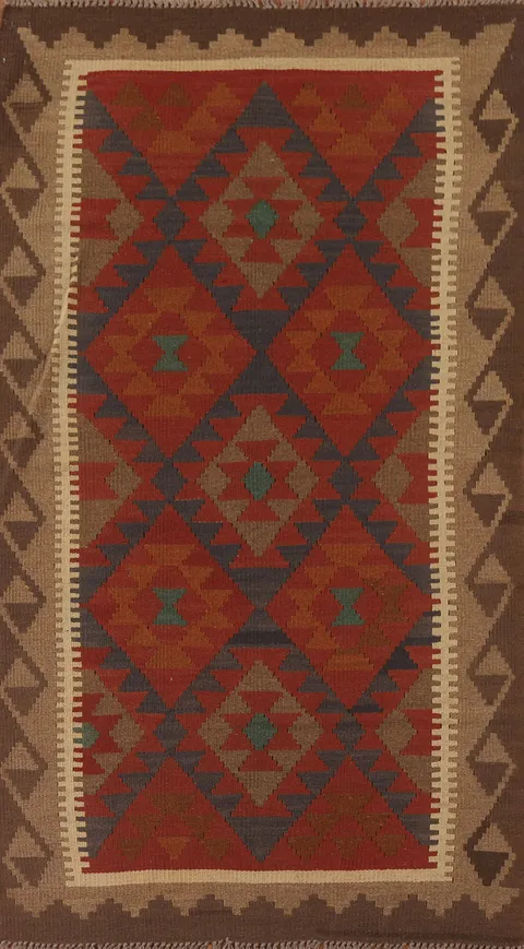 Reversible Wool Kilim Oriental Area Rug 4x7