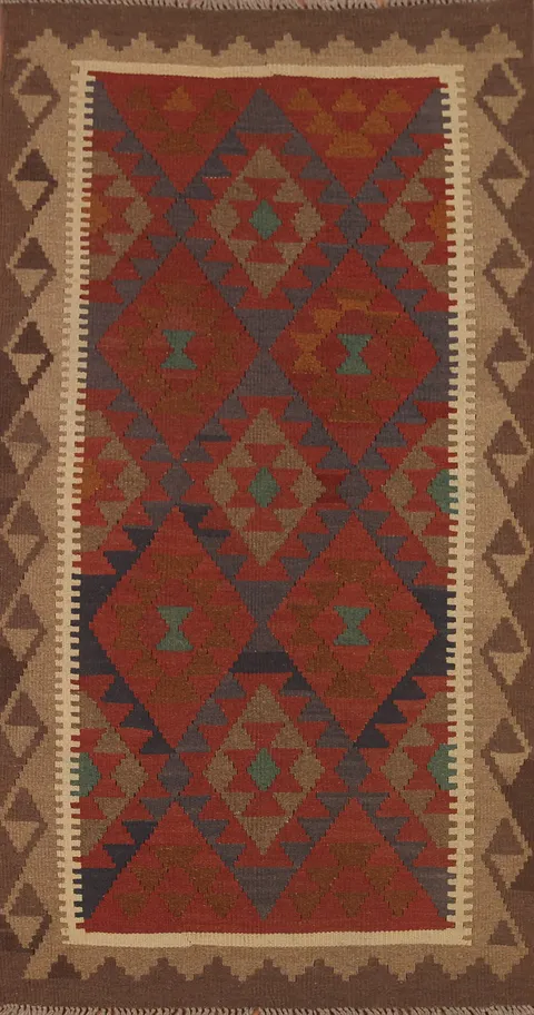Reversible Wool Kilim Oriental Rug 3x6