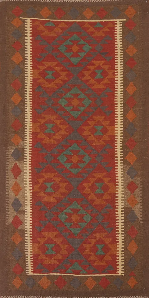 Kilim Reversible Wool Area Rug 3x6
