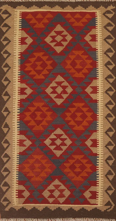 Geometric Kilim Oriental Runner Rug 3x7