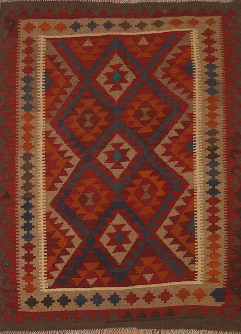 Reversible Wool Kilim Oriental Area Rug 5x6
