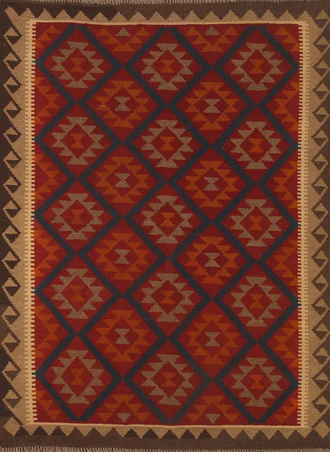 Reversible Wool Kilim Oriental Area Rug 5x7