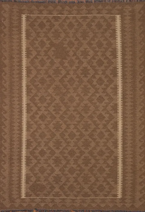 Geometric Brown Kilim Oriental Area Rug 5x6