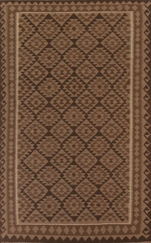 Kilim Brown Geometric Area Rug 6x10