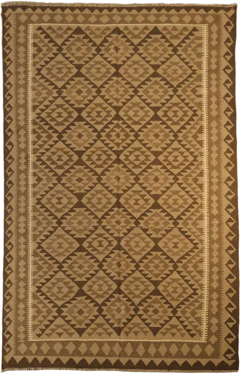 Authentic Flat-Weave Rug with Rich Geometric Motifs 6'x10'
