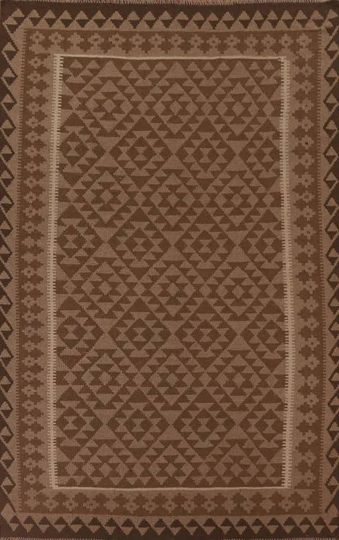 Brown Wool Kilim Oriental Area Rug 7x10