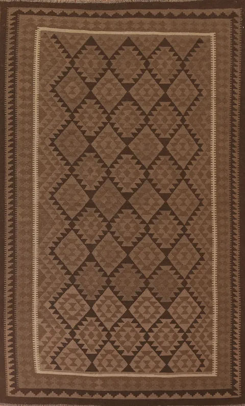 Reversible Wool Kilim Brown Area Rug 7x10