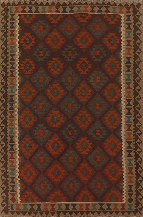 Multicolor Kilim Reversible Wool Area Rug 7x9