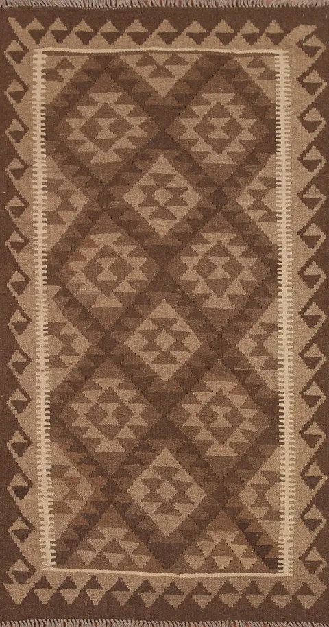 Reversible Wool Kilim Runner Rug 3x7