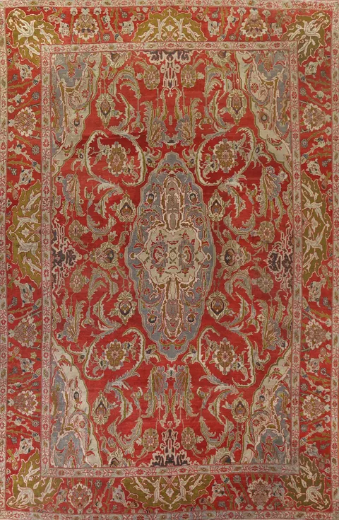Pre-1900 Antique Vegetable Dye Sultanabad Persian Large Rug 12x17