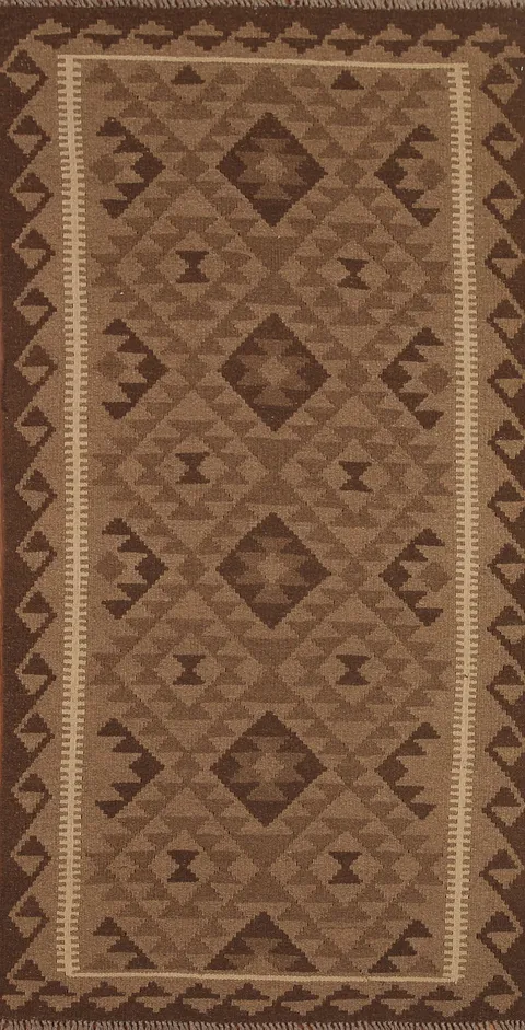 Brown Wool Kilim Oriental Area Rug 3x6