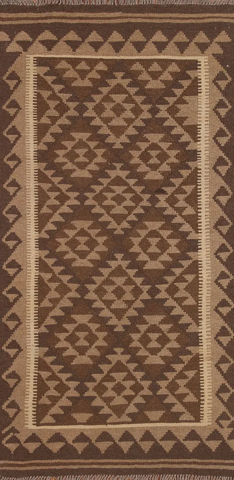 Brown Kilim Oriental Runner Rug 3x7