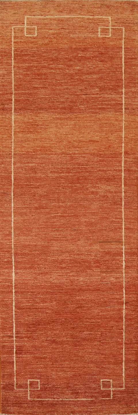 Orange Gabbeh Kashkoli Wool Runner Rug 3x9