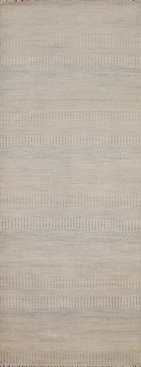 Handmade Wool Abstract Runner Rug 3x8