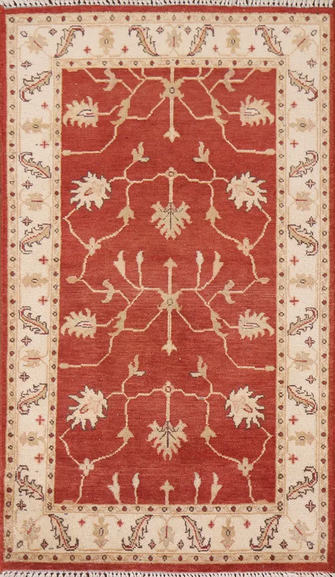 Red Wool Chobi Peshawar Wool Area Rug 3x5