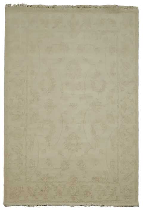 Neutral Toned Peshawar Pakistani Wool Rug 6x8 ft