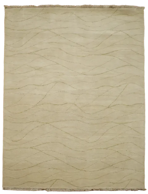 Tranquil Wave Pattern Rug in Neutral Beige Tones for Serenity 5x7 ft