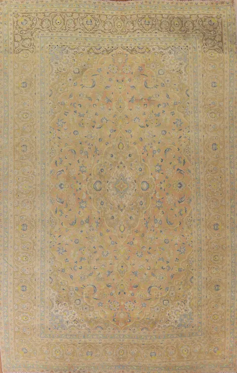 Distressed Over-Dyed Kashan Persian Area Rug 10x13