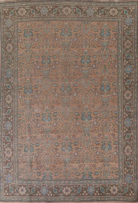 Distressed Over-Dyed Tabriz Persian Area Rug 10x13