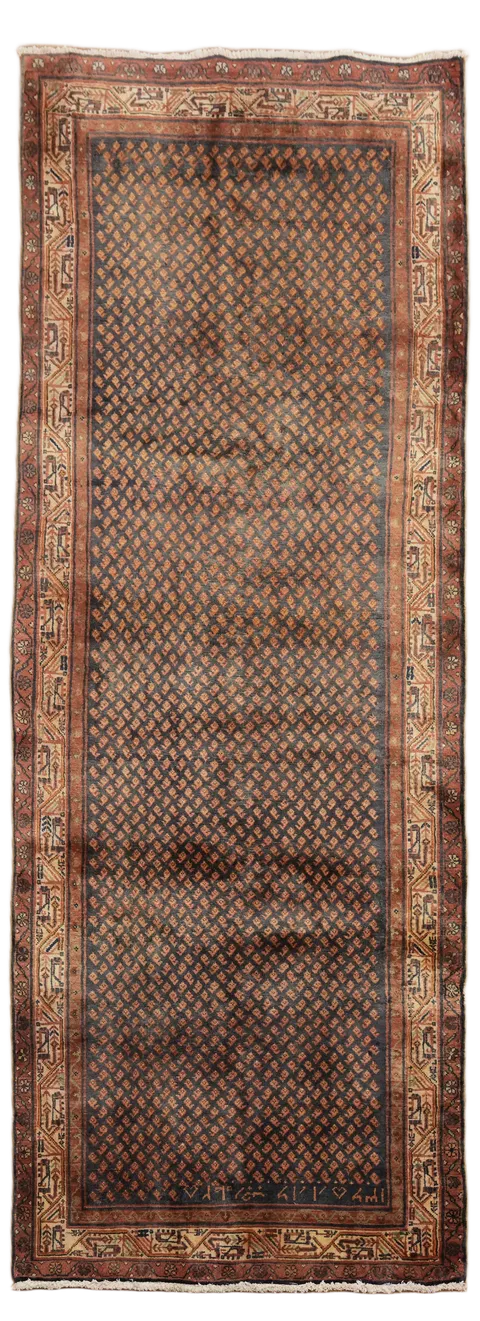 Navy Blue Botemir Persian Runner Rug 4x10