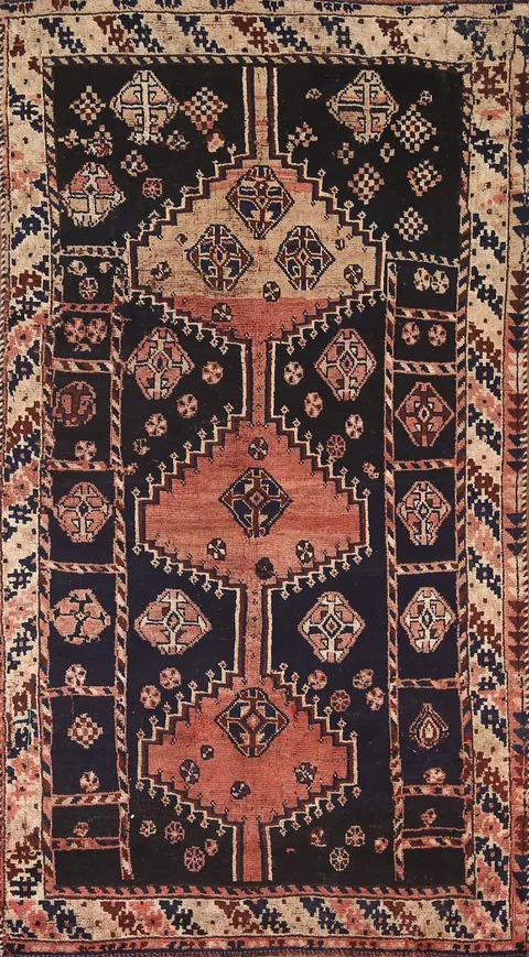 Antique Ghashghaei Persian Area Rug 4x7
