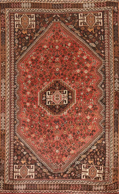 Vintage Red Shiraz Persian Area Rug 6x9