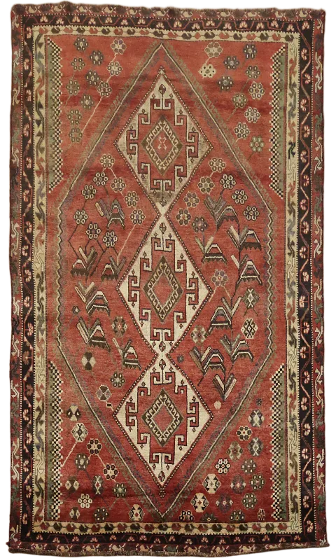 Vegetable Dye Antique Ghashghaei Persian Area Rug 5x8