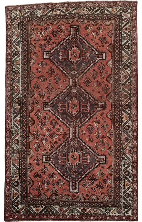 Vintage Tribal Red Shiraz Persian Area Rug 6x9 ft