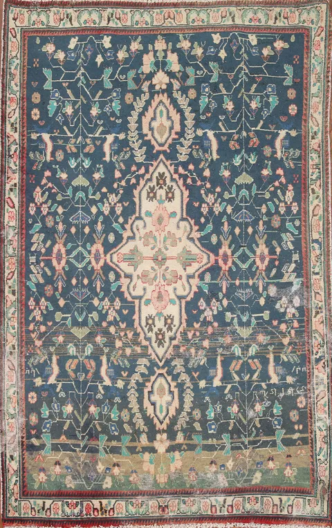 Wool Distressed Mahal Persian Area Rug 4x7