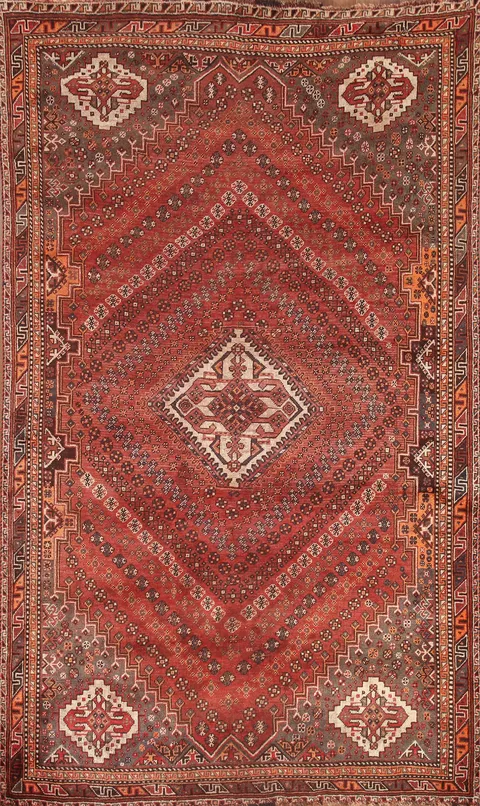 Antique Red Shiraz Persian Area Rug 5x8