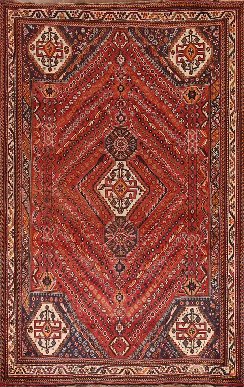 Vegetable Dye Red Shiraz Persian Area Rug 7x10