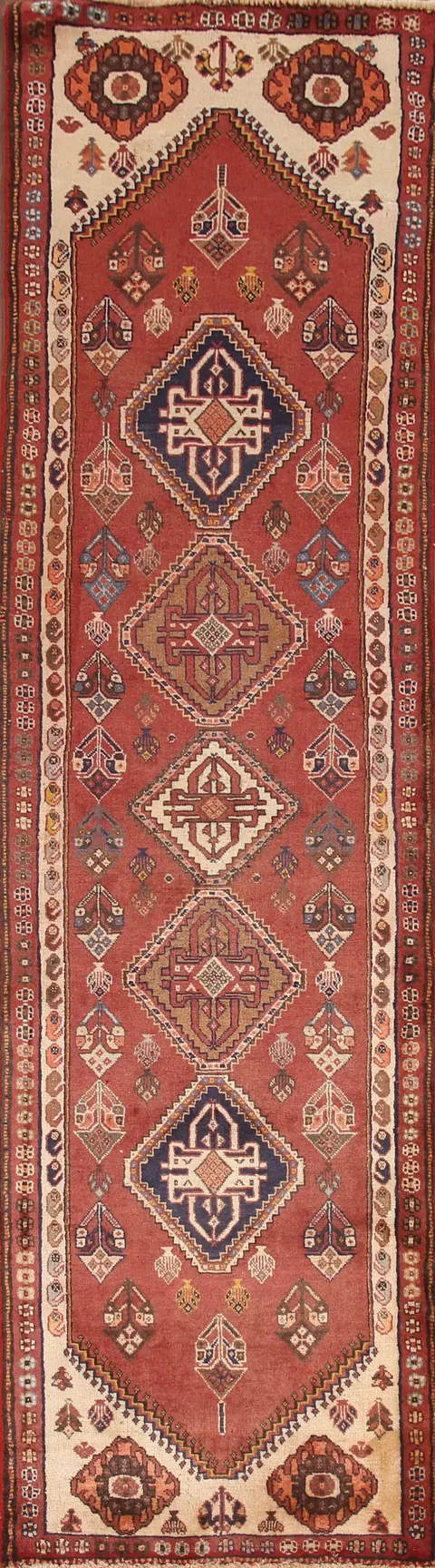 Vintage Wool Shiraz Persian Runner Rug 2x9