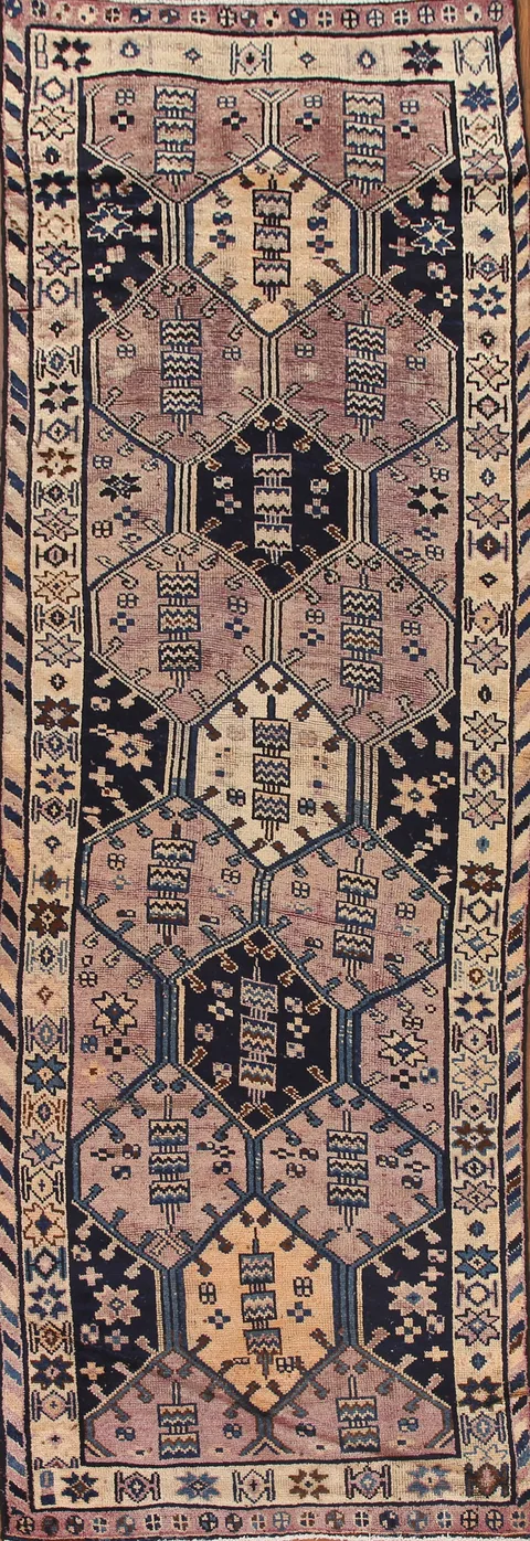 Antique Qashqai Persian Runner Rug 4x12