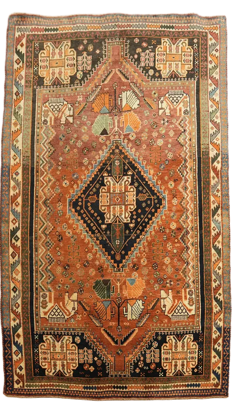 Antique Dynasty Tribal Shiraz Persian Area Rug 6x9 ft