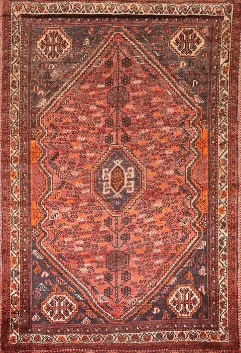 Vintage Qashqai Persian Area Rug 5x7