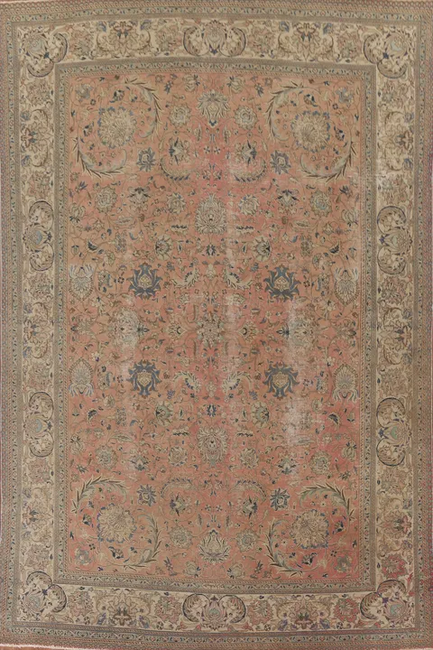 All-Over Distressed Tabriz Persian Area Rug 9x13