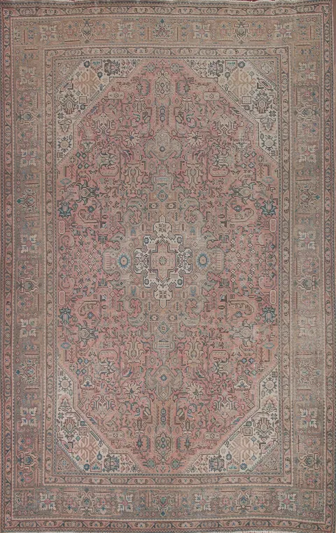 Pink Geometric Tabriz Persian Area Rug 8x11