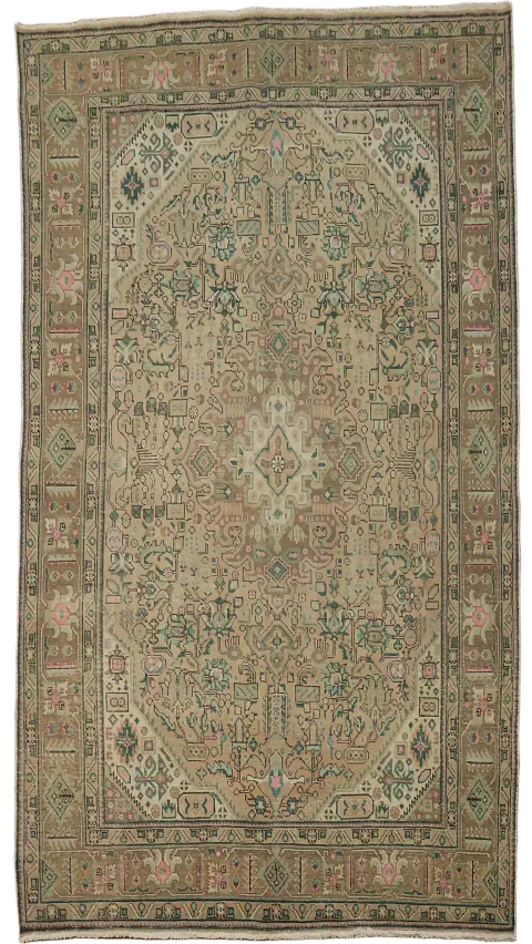 Geometric Tabriz Persian Wool Area Rug 7x10