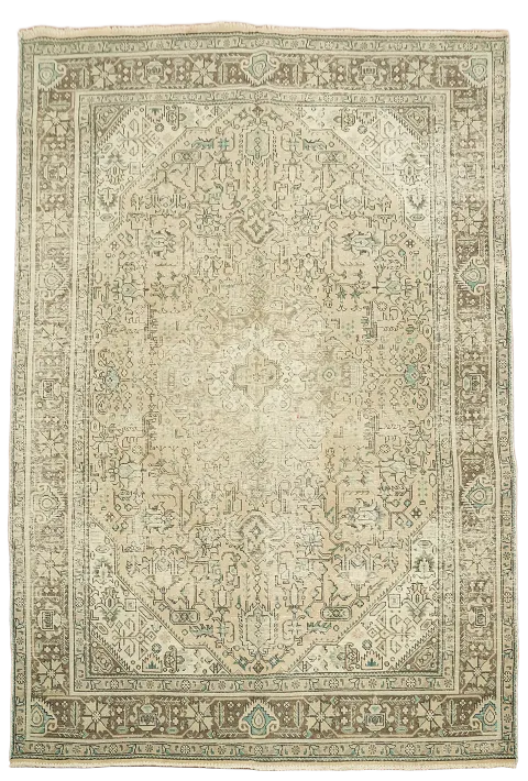 Geometric Wool Tabriz Persian Area Rug 6x10